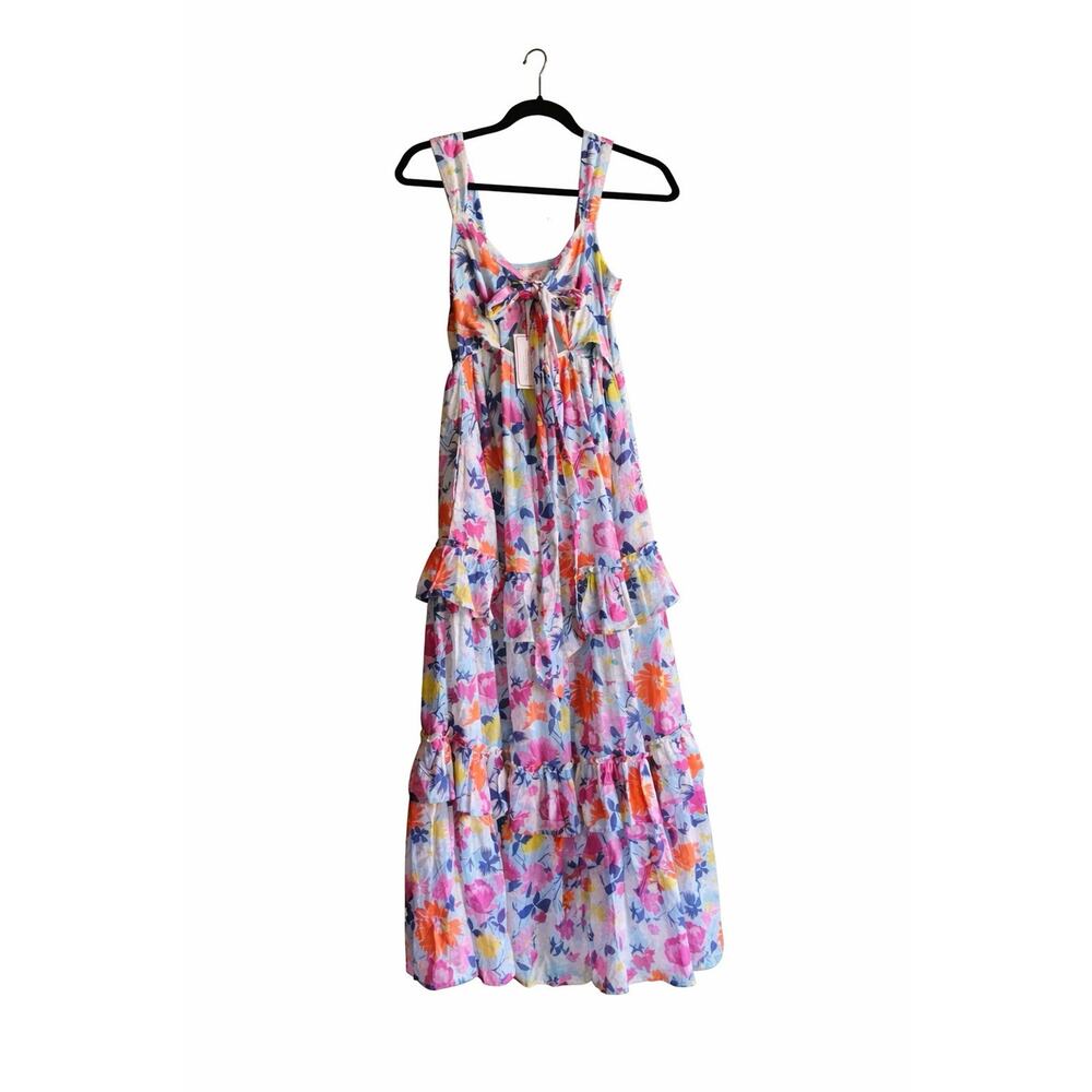 Banjanan Serafina XS Maxi Floral Ruffle Dress Fiesta Sky - Picture 3 of 11